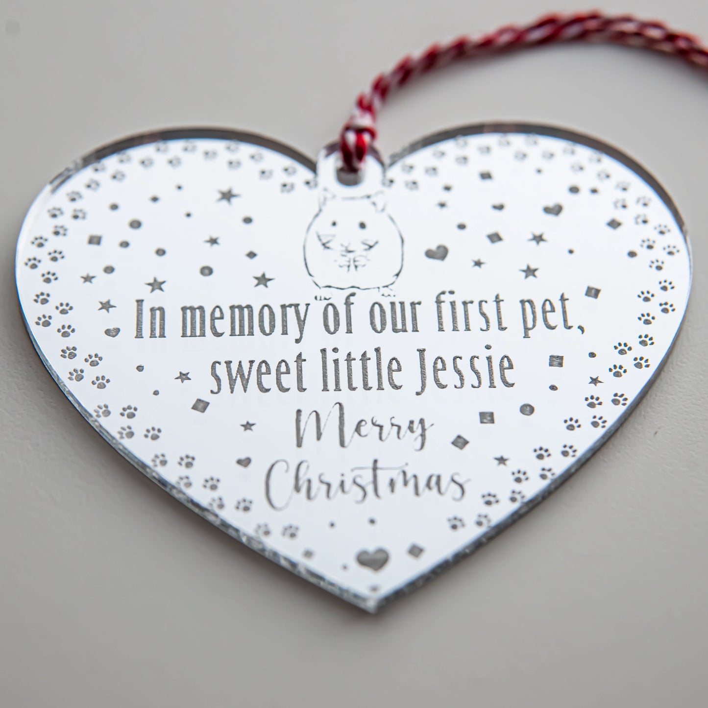 First Pet Remembrance Bauble – Heart-Shaped Personalised Christmas Decoration | Pet Memorial Ornament