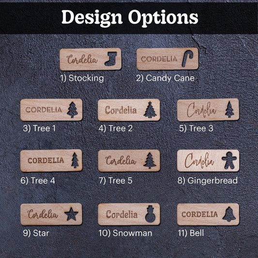 Personalised Rectangle Christmas Place Setting with Festive Ornament Cutouts