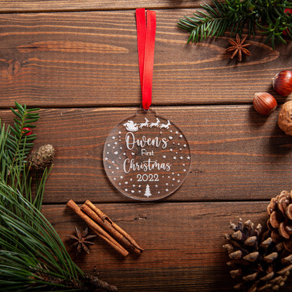 Laser cut Christmas ornament for baby’s first festive keepsake