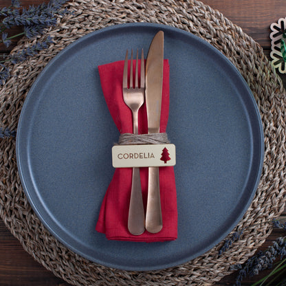 Luxury mirrored acrylic place setting with tree cutout in gold acrylic