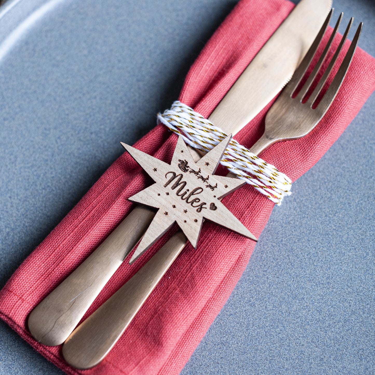 Elegant Northern Star laser cut place name for winter wedding or festive dinner