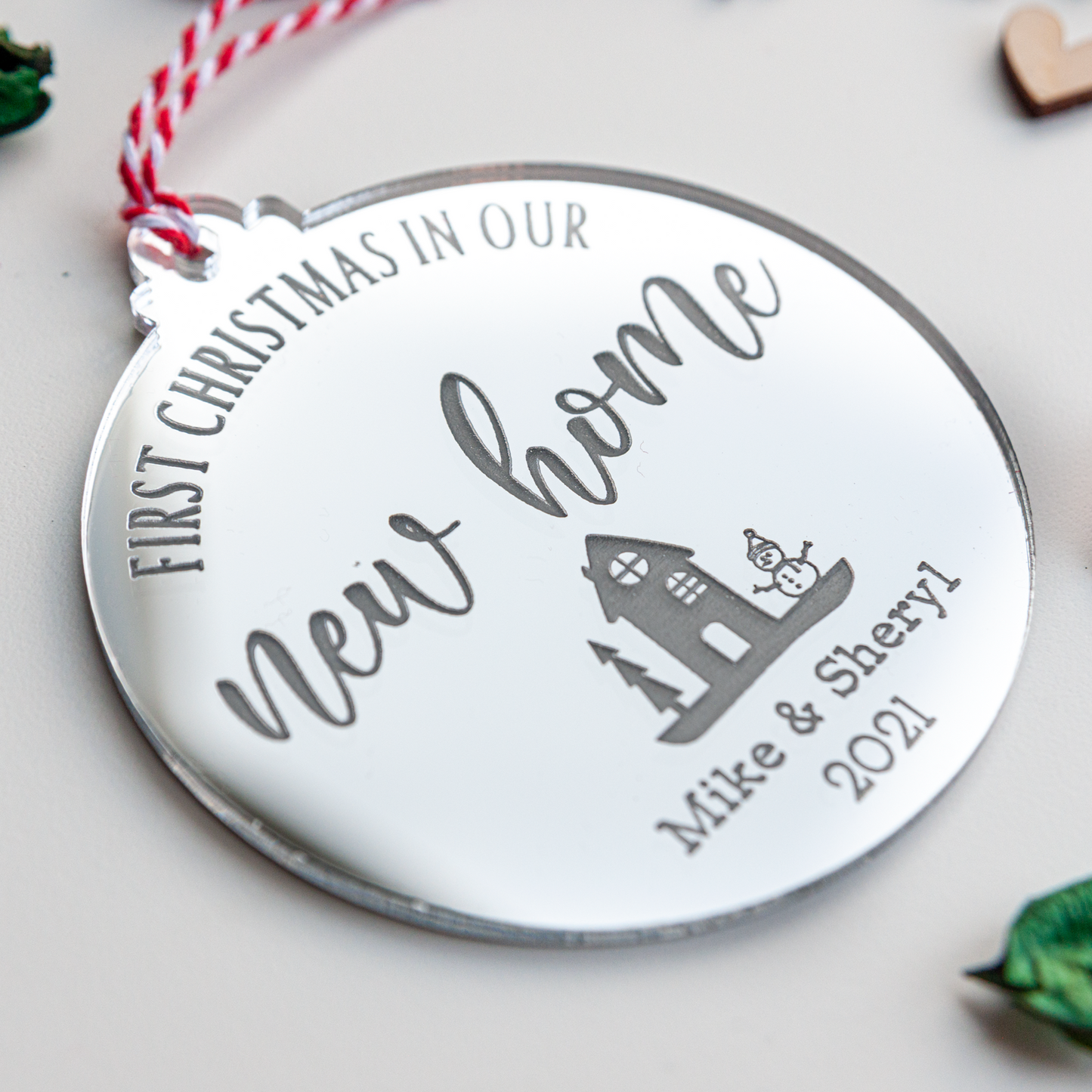 Personalised First Christmas in New Home Bauble – Wooden or Acrylic Ornament