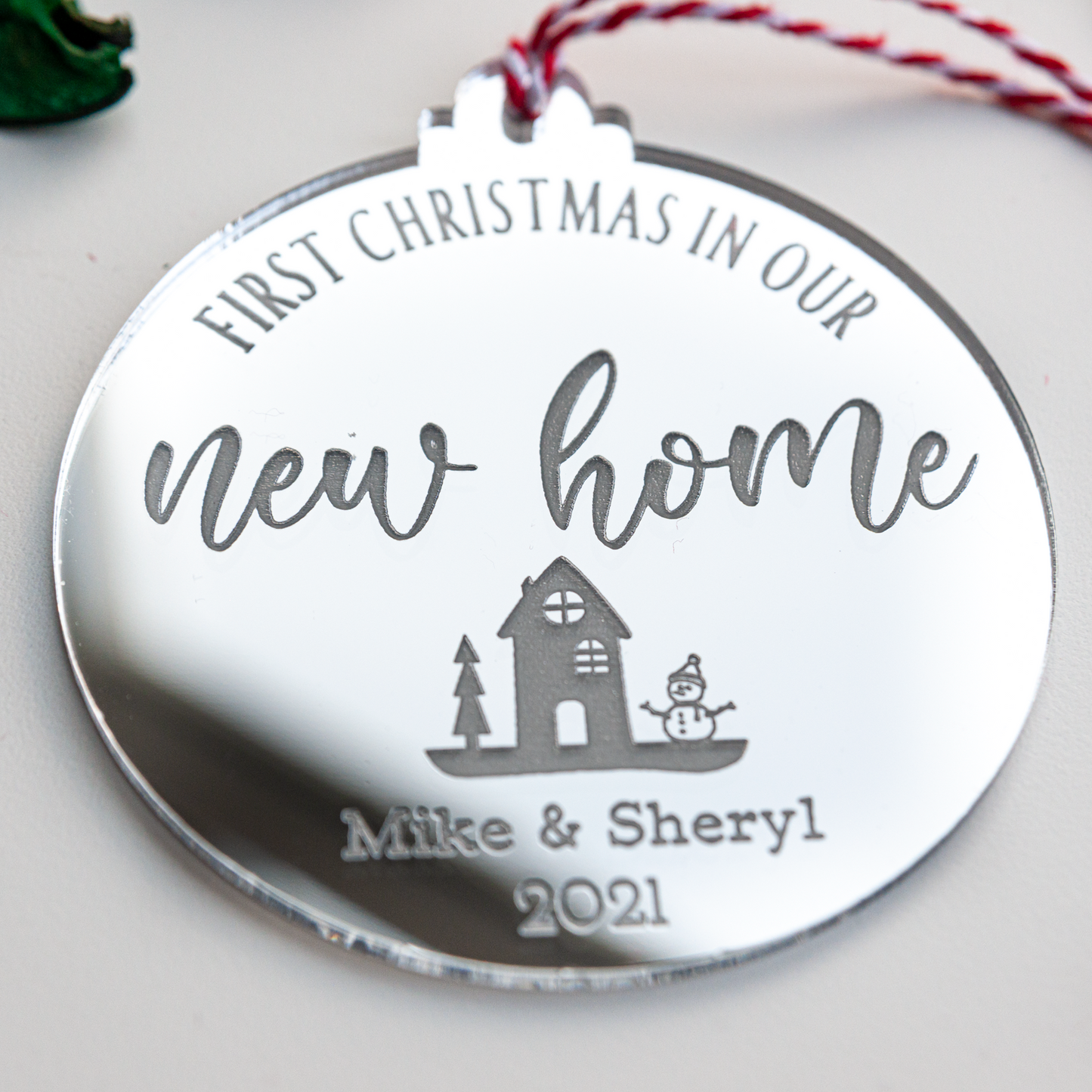 Personalised First Christmas in New Home Bauble – Wooden or Acrylic Ornament