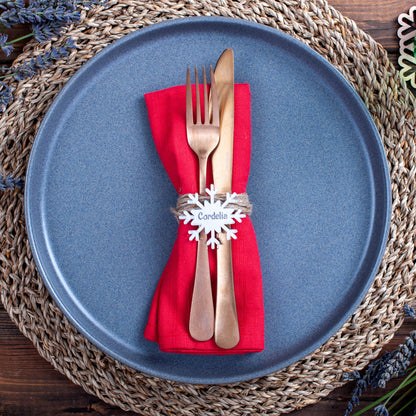 Elegant snowflake design Christmas table accessory with custom name