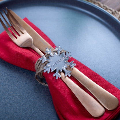Customisable snowflake Christmas name tag for dinner guests