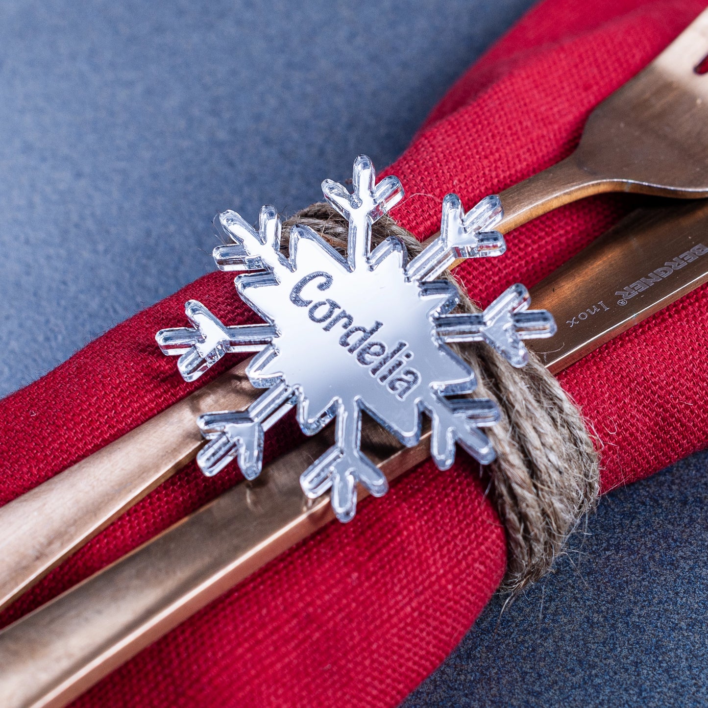 Personalised snowflake place setting on modern table