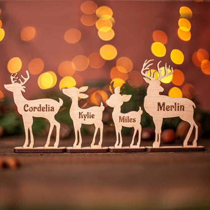 Laser cut wooden reindeer place name for Christmas celebration