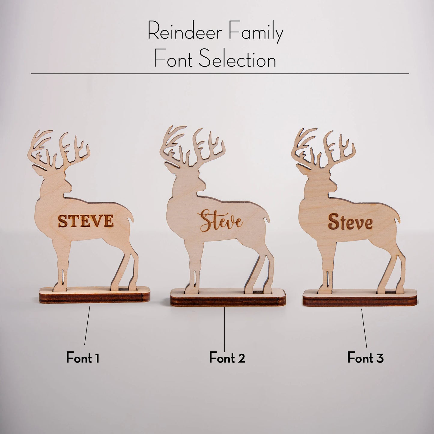 Custom reindeer table place card for Christmas party décor
