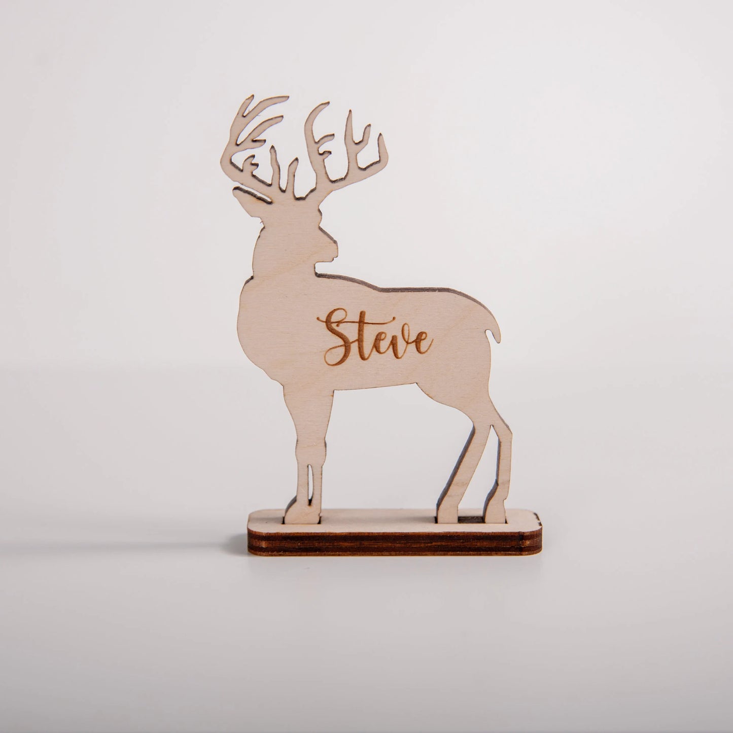 Reusable personalised reindeer decoration for festive place setting