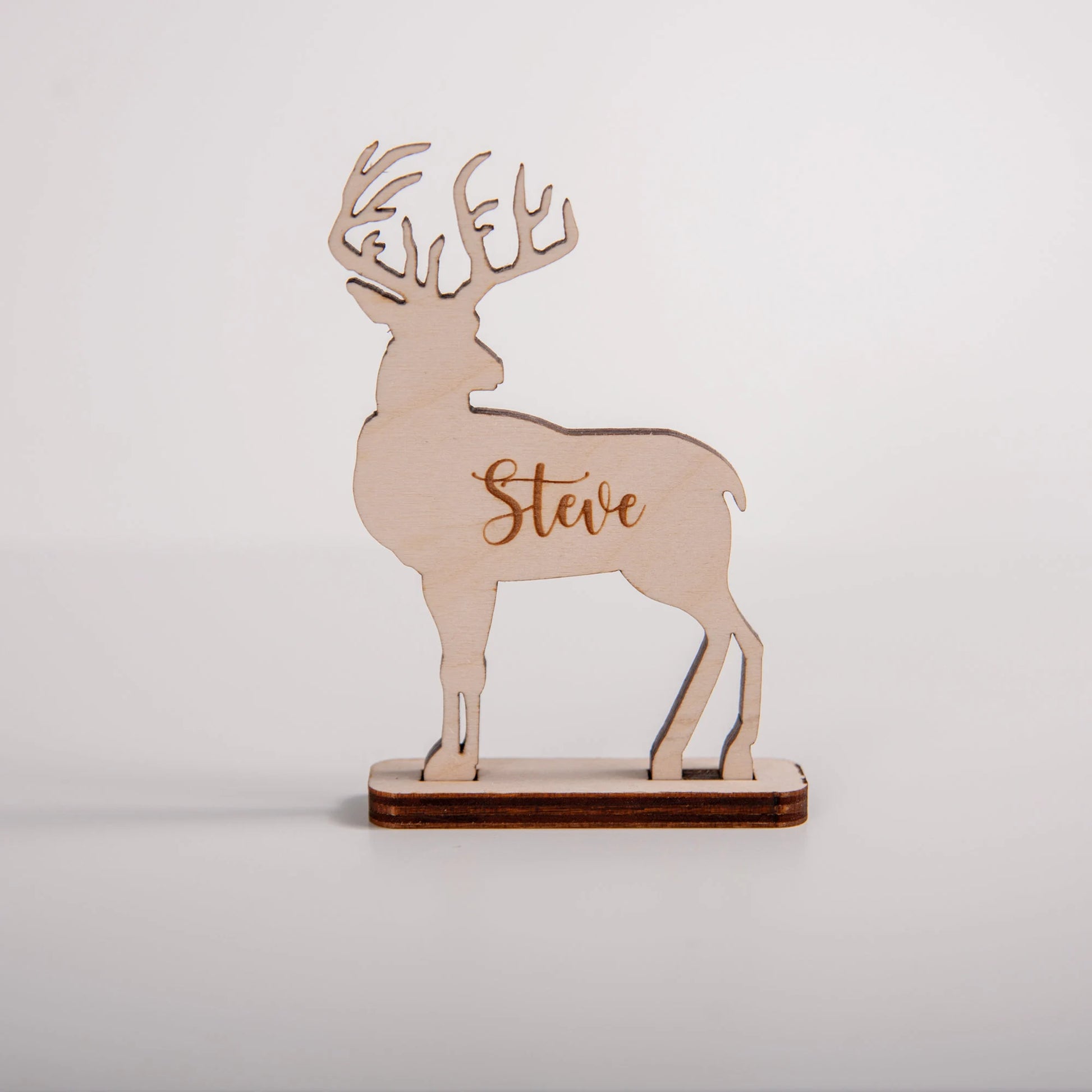 Reusable personalised reindeer decoration for festive place setting