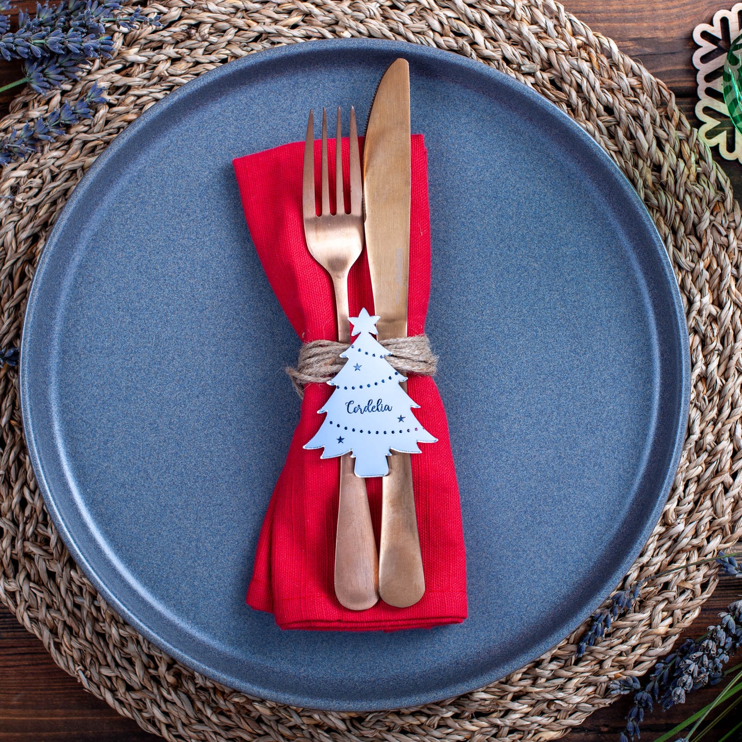 Custom Christmas tree shaped silver mirror table decoration for holiday parties