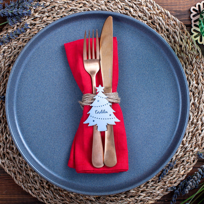 Custom Christmas tree shaped silver mirror table decoration for holiday parties