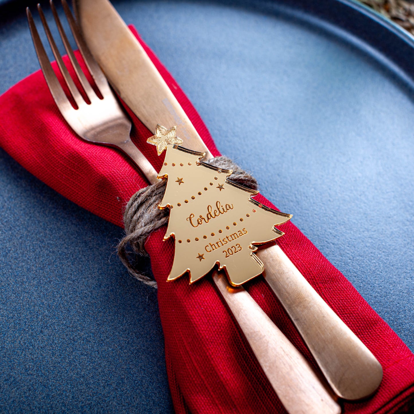 Gold Mirror Acrylic Custom Christmas tree shaped table decoration for holiday parties