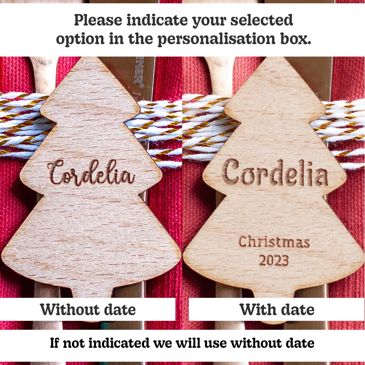 Personalised Laser Cut Christmas Tree Place Setting – Custom Name Table Décor