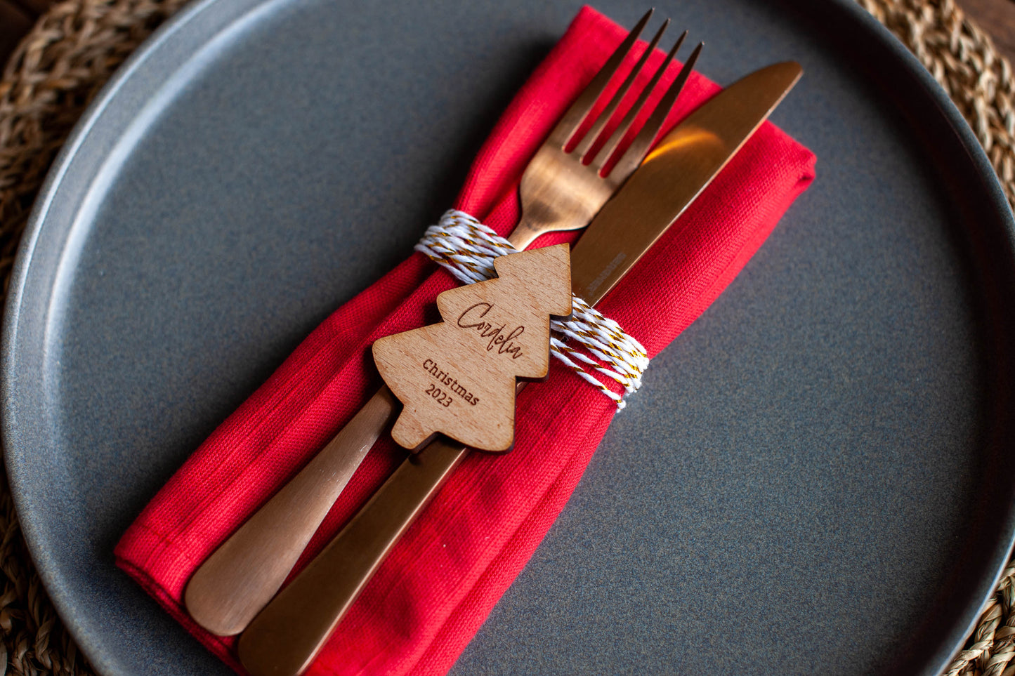 Personalised Laser Cut Christmas Tree Place Setting – Custom Name Table Décor