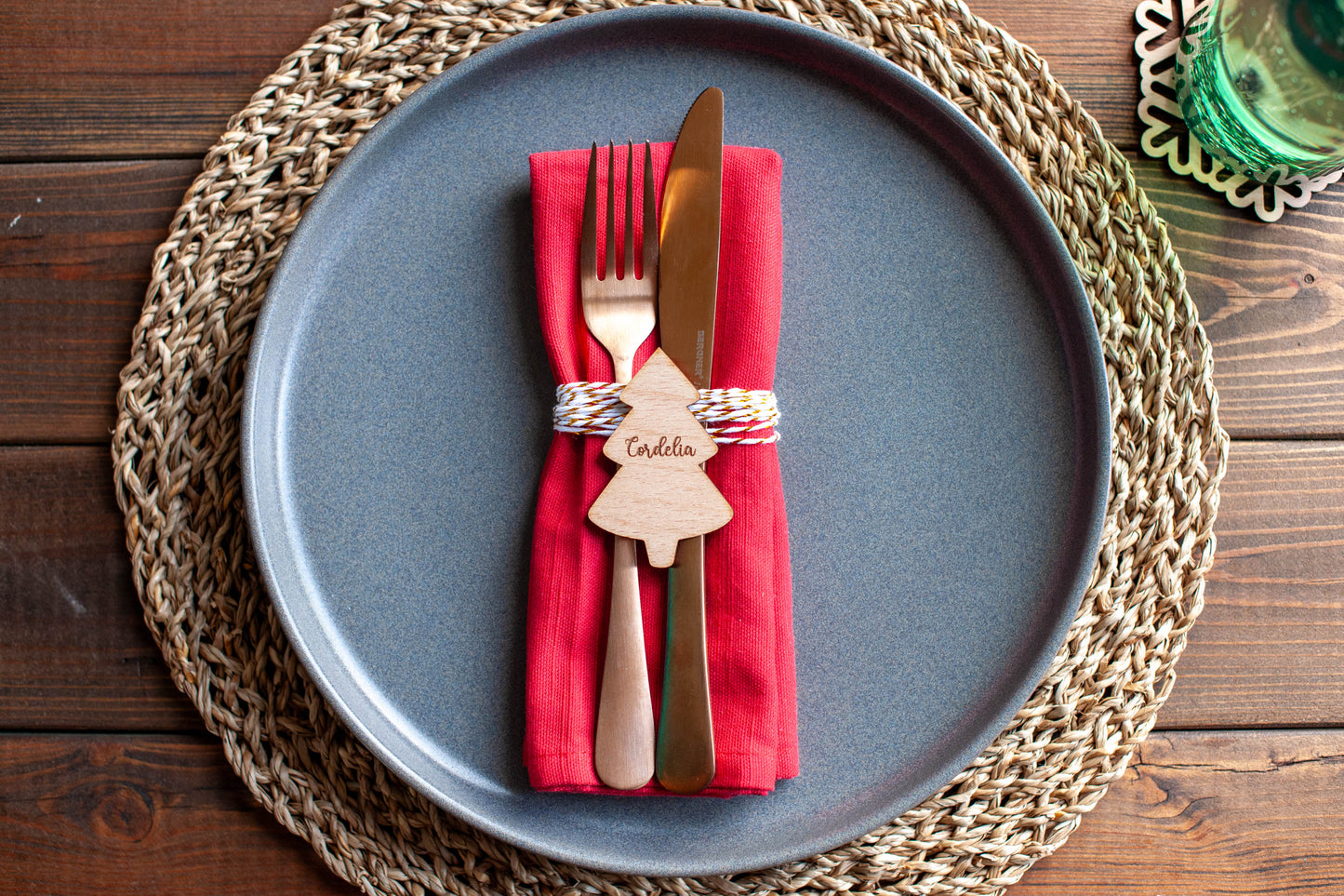 Personalised Laser Cut Christmas Tree Place Setting – Custom Name Table Décor