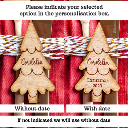 Luxury Personalised Christmas Tree Place Card – Laser Engraved Winter Wedding & Festive Dinner Favour