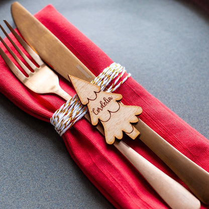 Custom Christmas name tag for festive dinner table