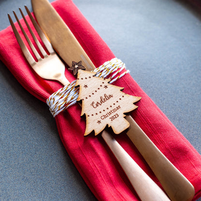 Elegant Christmas tree place holder for festive table décor