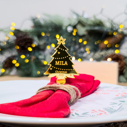 Reflective gold mirror table name tag for Christmas party