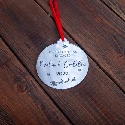 Luxury reflective silver ornament for newly engaged couple