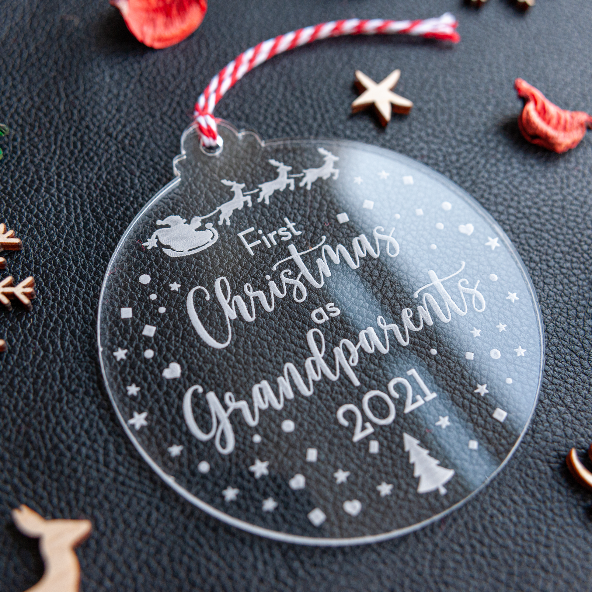 Personalised new grandparents Christmas keepsake bauble decoration