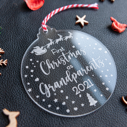Personalised new grandparents Christmas keepsake bauble decoration