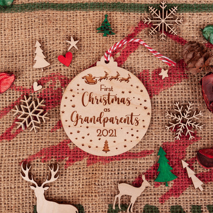 Engraved wooden ornament for new grandparents Christmas tree décor