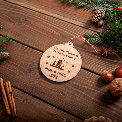 Custom first home ornament for couples with address and year