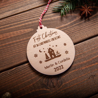 Custom engraved new home ornament keepsake for family tree décor