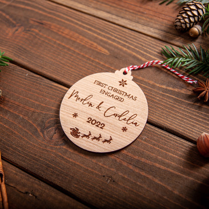 Personalised First Christmas Engaged Ornament – Married Newlywed Gift