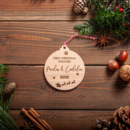 Personalised First Christmas Engaged Ornament – Married Newlywed Gift