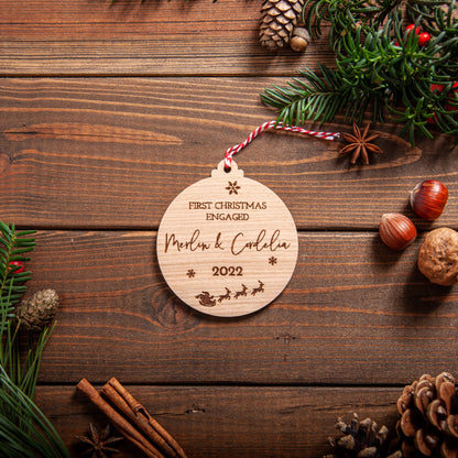 Personalised First Christmas Engaged Ornament – Married Newlywed Gift
