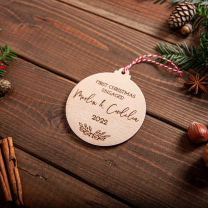 Personalised First Christmas Engaged Ornament – Married Newlywed Gift