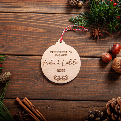 Personalised First Christmas Engaged Ornament – Married Newlywed Gift