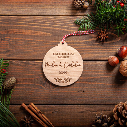 Personalised First Christmas Engaged Ornament – Married Newlywed Gift