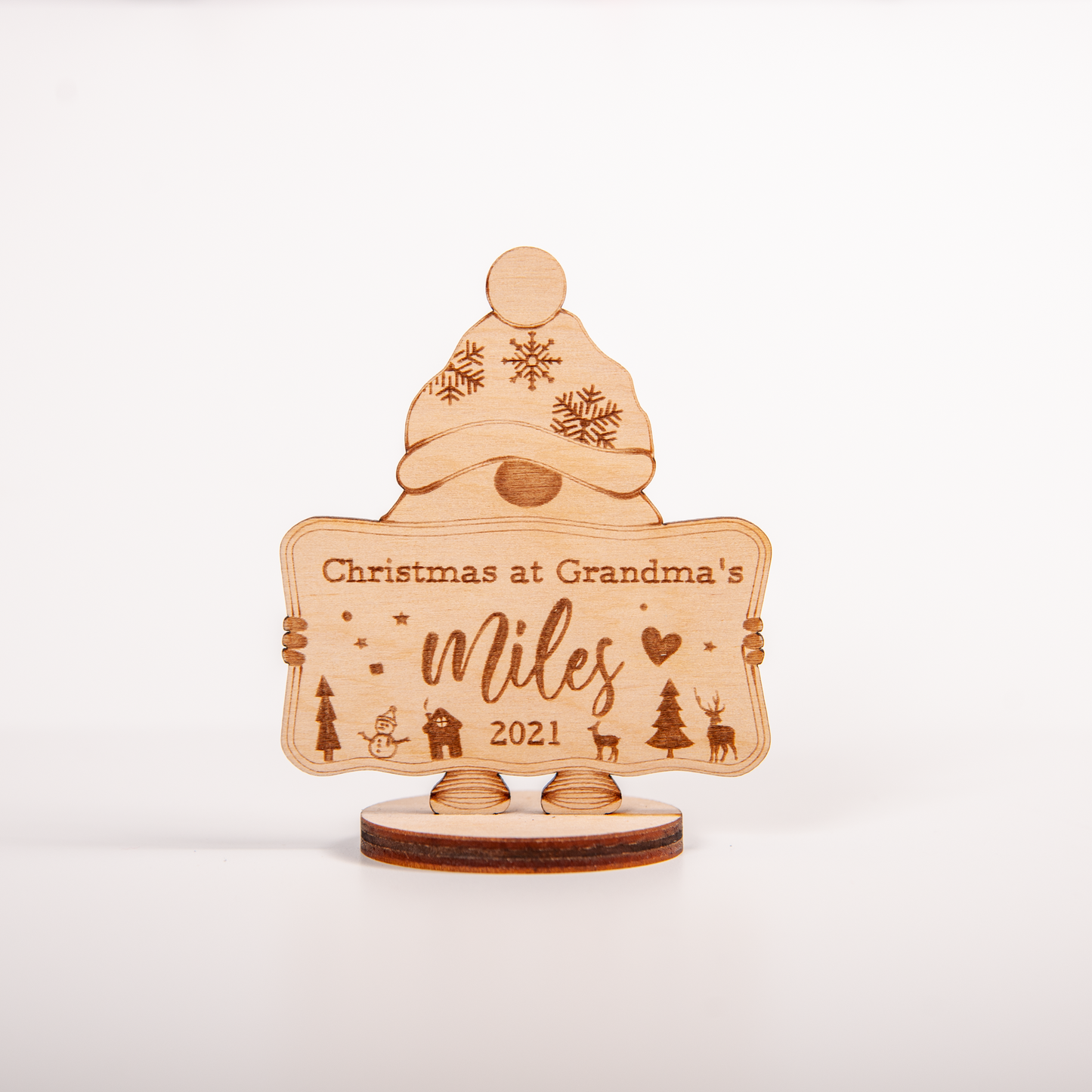 Reusable personalised Christmas gnome table setting decoration for holidays