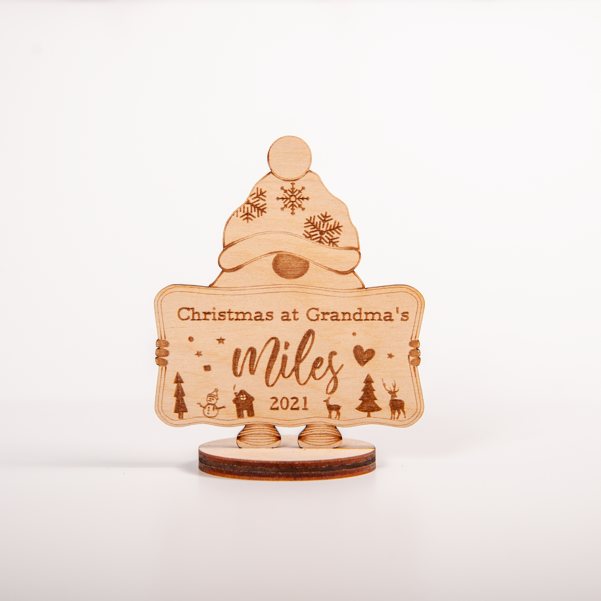Reusable personalised Christmas gnome table setting decoration for holidays