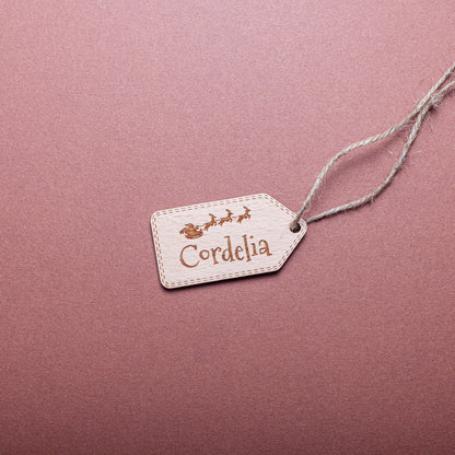 Custom engraved wood gift tag for Christmas wrapping décor