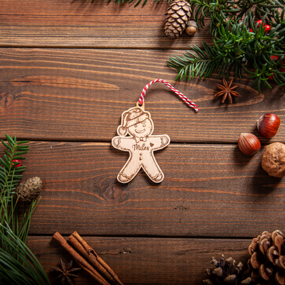 Laser cut gingerbread man name tag in acrylic for festive table décor