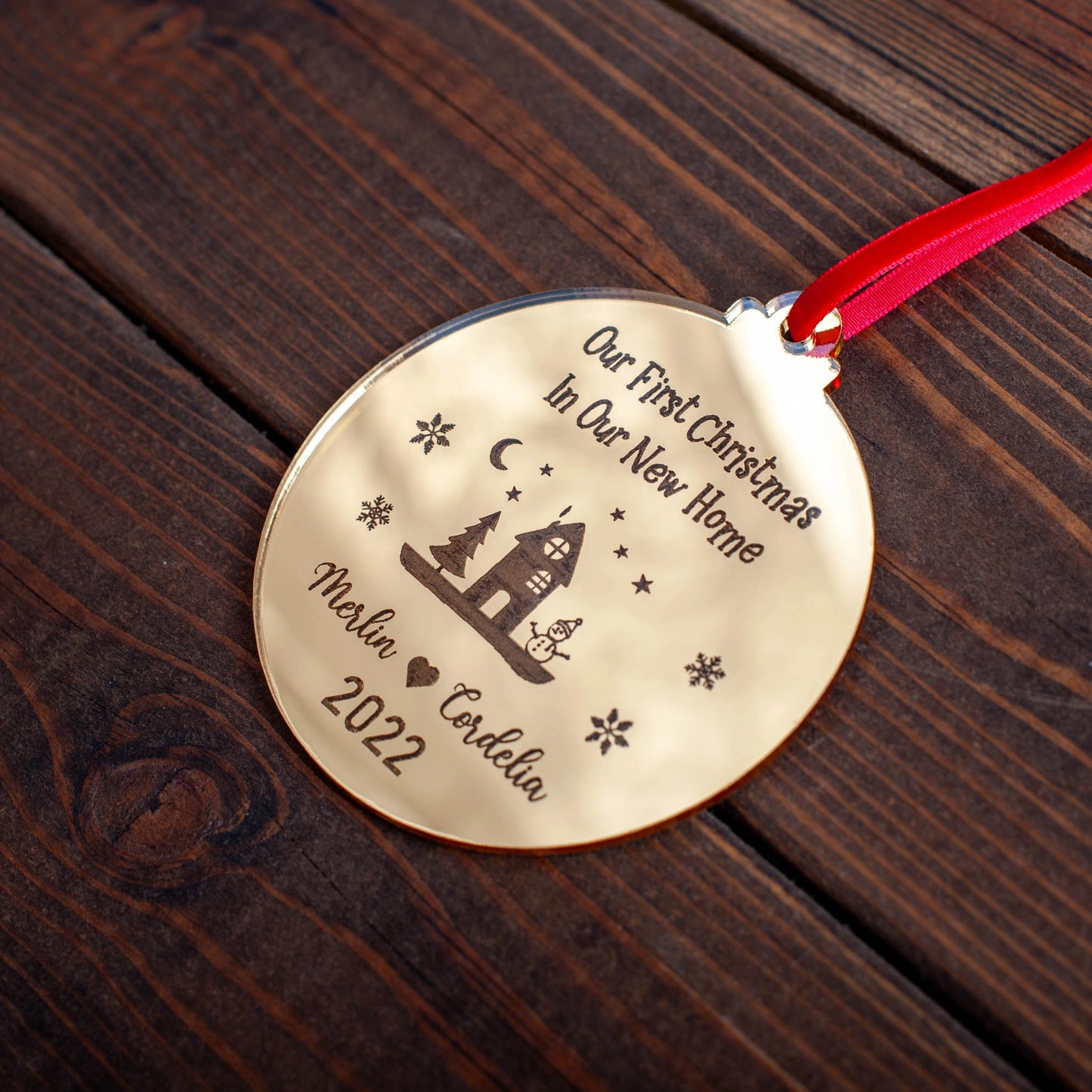 Personalised couple’s first home Christmas tree decoration
