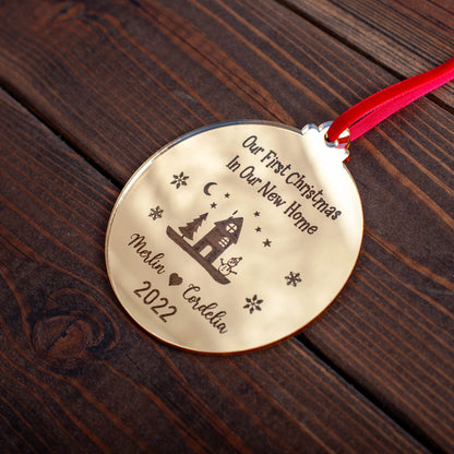 Personalised couple’s first home Christmas tree decoration