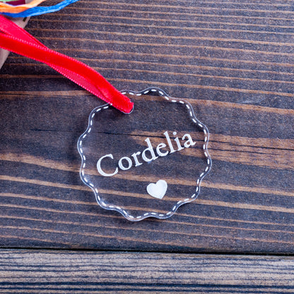 Personalised Christmas gift tag engraved with name, custom stocking name tag