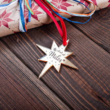 Personalised Northern Star acrylic tag with ribbon