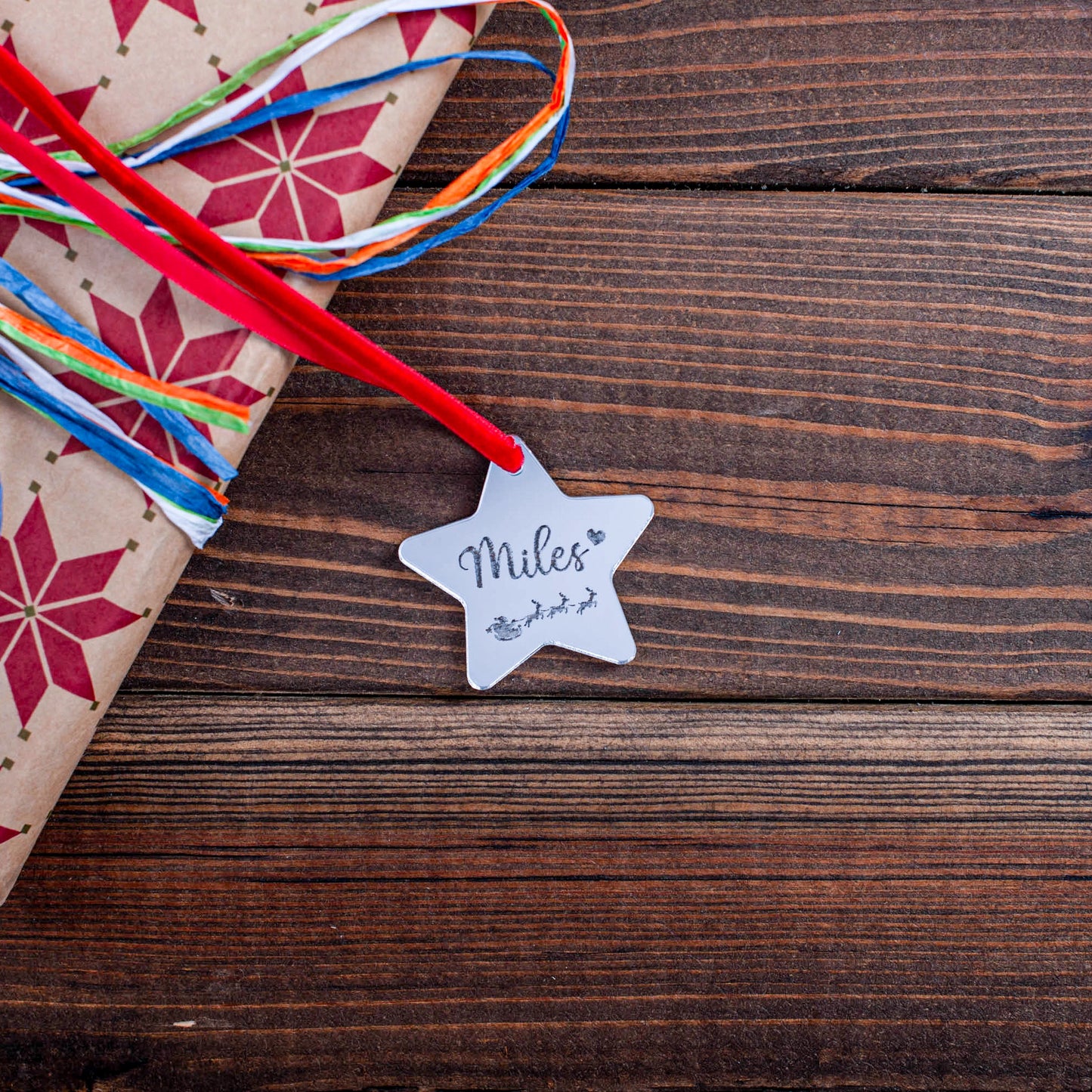 Luxury silver mirror acrylic ornament for Christmas wrapping