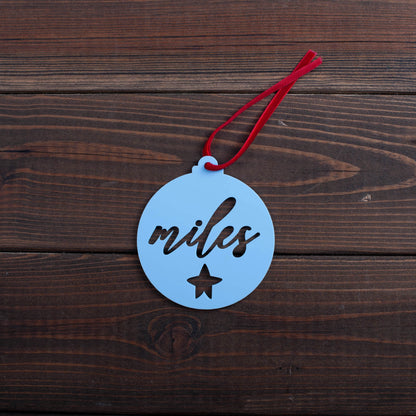Wooden or acrylic name decoration for festive home décor