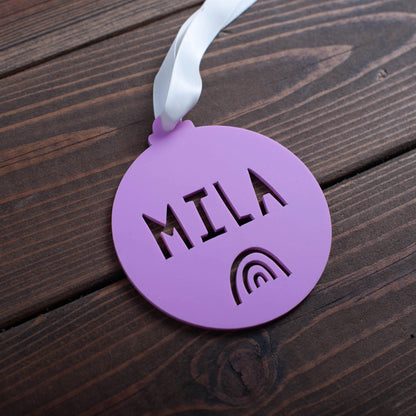 Personalised name Christmas bauble laser cut from acrylic