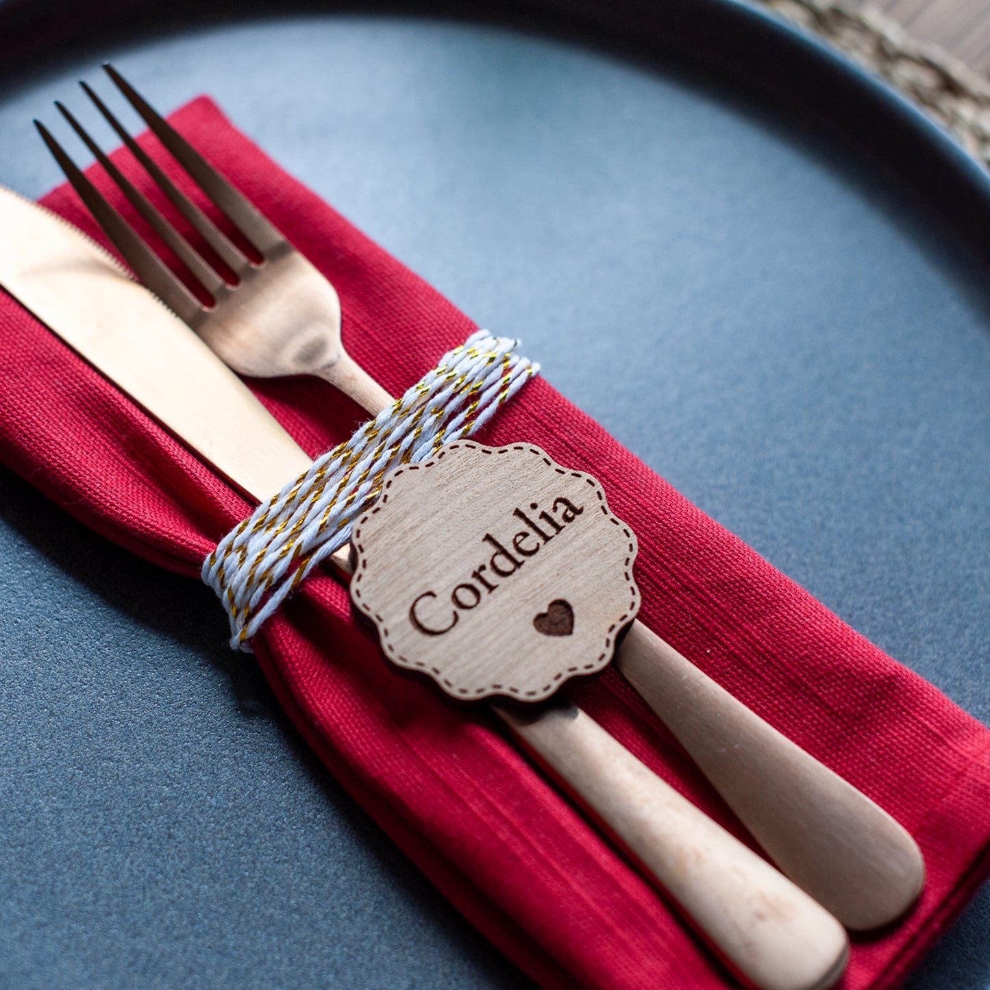 Personalised Round Wooden Christmas Place Name – Festive Table Décor (Copy)