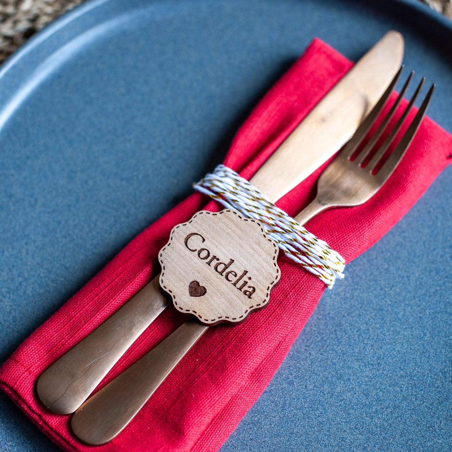 Personalised Round Wooden Christmas Place Name – Festive Table Décor (Copy)