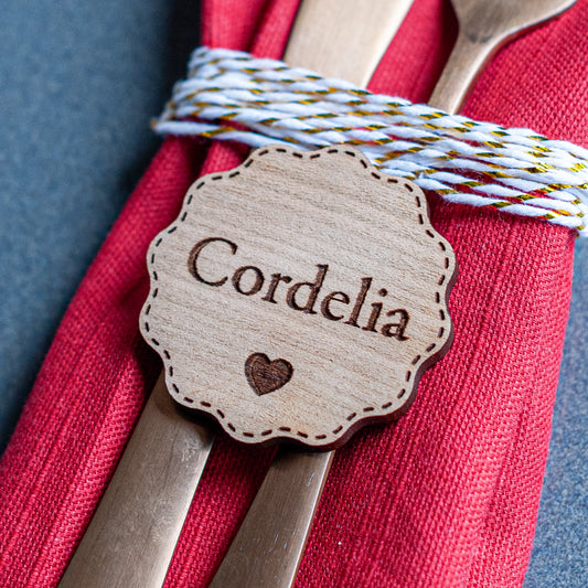 Personalised Round Wooden Christmas Place Name – Festive Table Décor (Copy)